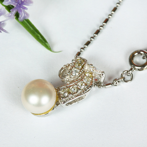 Perlenkette, Halskette Süßwasserperlen, platiniert, 4161 - zum Schließen ins Bild klicken
